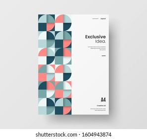 Amazing business presentation vector A4 vertical orientation front page mock up. Modern corporate report cover abstract geometric illustration design layout. Company identity brochure template.