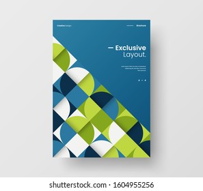 Amazing business presentation vector A4 vertical orientation front page mock up. Modern corporate report cover abstract geometric illustration design layout. Company identity brochure template.