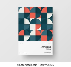 Amazing business presentation vector A4 vertical orientation front page mock up. Modern corporate report cover abstract geometric illustration design layout. Company identity brochure template.