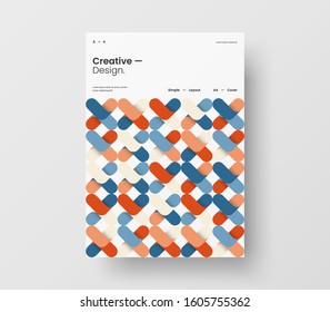 Amazing business presentation vector A4 vertical orientation front page mock up. Modern corporate report cover abstract geometric illustration design layout. Company identity brochure template.