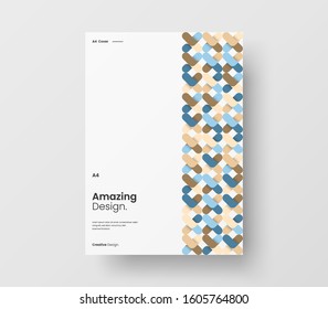 Amazing business presentation vector A4 vertical orientation front page mock up. Modern corporate report cover abstract geometric illustration design layout. Company identity brochure template.