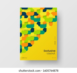Amazing business presentation vector A4 vertical orientation front page mock up. Modern corporate report cover abstract geometric illustration design layout. Company identity brochure template.