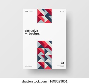 Amazing business presentation vector A4 vertical orientation front page mock up. Modern corporate report cover abstract geometric illustration design layout. Company identity brochure template.