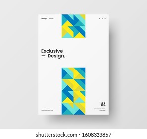 Amazing business presentation vector A4 vertical orientation front page mock up. Modern corporate report cover abstract geometric illustration design layout. Company identity brochure template.