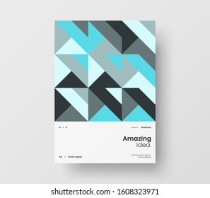 Amazing business presentation vector A4 vertical orientation front page mock up. Modern corporate report cover abstract geometric illustration design layout. Company identity brochure template.