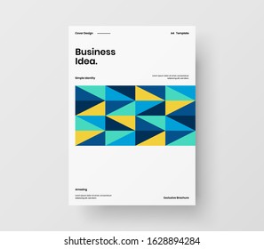 Amazing business presentation vector A4 vertical orientation front page mock up. Modern corporate report cover abstract geometric illustration design layout. Company identity brochure template.