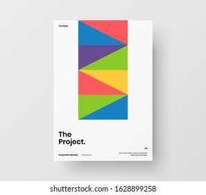 Amazing business presentation vector A4 vertical orientation front page mock up. Modern corporate report cover abstract geometric illustration design layout. Company identity brochure template.