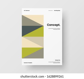 Amazing business presentation vector A4 vertical orientation front page mock up. Modern corporate report cover abstract geometric illustration design layout. Company identity brochure template.