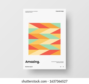 Amazing business presentation vector A4 vertical orientation front page mock up. Modern corporate report cover abstract geometric illustration design layout. Company identity brochure template.