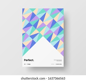 Amazing business presentation vector A4 vertical orientation front page mock up. Modern corporate report cover abstract geometric illustration design layout. Company identity brochure template.