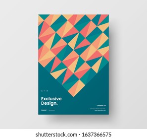 Amazing business presentation vector A4 vertical orientation front page mock up. Modern corporate report cover abstract geometric illustration design layout. Company identity brochure template.