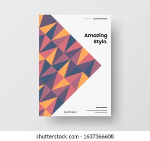 Amazing business presentation vector A4 vertical orientation front page mock up. Modern corporate report cover abstract geometric illustration design layout. Company identity brochure template.