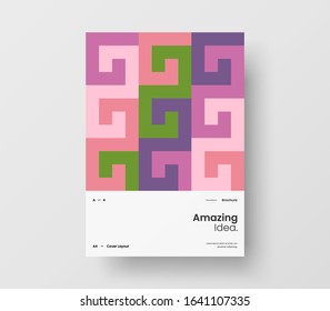 Amazing business presentation vector A4 vertical orientation front page mock up. Modern corporate report cover abstract geometric illustration design layout. Company identity brochure template.