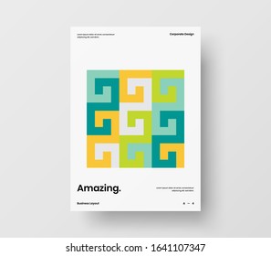Amazing business presentation vector A4 vertical orientation front page mock up. Modern corporate report cover abstract geometric illustration design layout. Company identity brochure template.