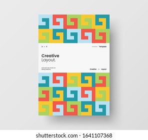 Amazing business presentation vector A4 vertical orientation front page mock up. Modern corporate report cover abstract geometric illustration design layout. Company identity brochure template.