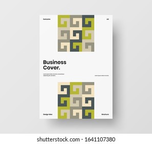 Amazing business presentation vector A4 vertical orientation front page mock up. Modern corporate report cover abstract geometric illustration design layout. Company identity brochure template.