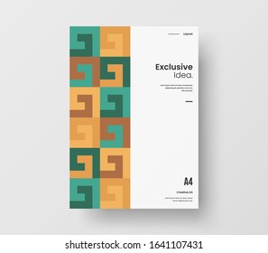 Amazing business presentation vector A4 vertical orientation front page mock up. Modern corporate report cover abstract geometric illustration design layout. Company identity brochure template.