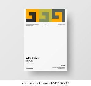Amazing business presentation vector A4 vertical orientation front page mock up. Modern corporate report cover abstract geometric illustration design layout. Company identity brochure template.