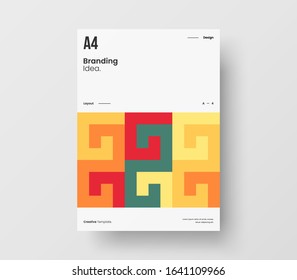 Amazing business presentation vector A4 vertical orientation front page mock up. Modern corporate report cover abstract geometric illustration design layout. Company identity brochure template.