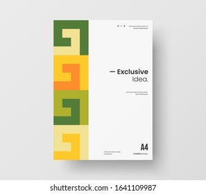 Amazing business presentation vector A4 vertical orientation front page mock up. Modern corporate report cover abstract geometric illustration design layout. Company identity brochure template.