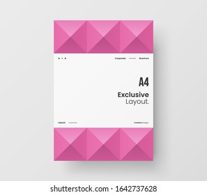 Amazing business presentation vector A4 vertical orientation front page mock up. Modern corporate report cover abstract geometric illustration design layout. Company identity brochure template.