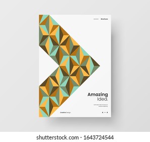 Impresionante presentación de negocio vectorial orientación vertical de la página principal se burla. Los informes corporativos modernos cubren el diseño de la ilustración geométrica abstracta. Plantilla del folleto de identidad de la empresa.