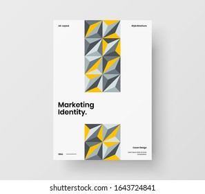 Erstaunliche Präsentation der Vektorillustration A4 vertikale Ausrichtung Titelseite nach oben. Der moderne Corporate Report deckt abstraktes geometrisches Design ab. Broschüre Firmenidentität.
