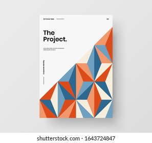 Amazing business presentation vector A4 vertical orientation front page mock up. Modern corporate report cover abstract geometric illustration design layout. Company identity brochure template.