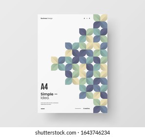 Impresionante presentación de negocio vectorial orientación vertical de la página principal se burla. Los informes corporativos modernos cubren el diseño de la ilustración geométrica abstracta. Plantilla del folleto de identidad de la empresa.