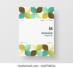 Amazing business presentation vector A4 vertical orientation front page mock up. Modern corporate report cover abstract geometric illustration design layout. Company identity brochure template.