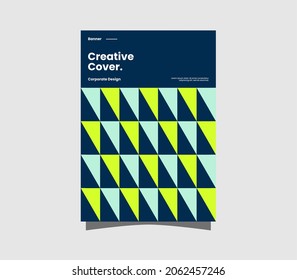 Beeindruckende Geschäftspräsentation, Vektor A4 Vorderseite. Der moderne Unternehmensbericht deckt abstraktes geometrisches Design ab. Broschüre Firmenidentität. Bearbeitbare Vektorgrafik.