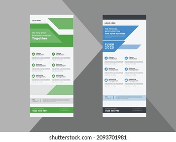 Impresionante diseño de vectores de negocio para pancarta de ampliación, planilla multipropósito DL Flyer, Roll Up de moda, plantilla de vector abstracto de negocio.