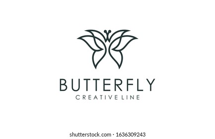 Amazing butterfly logo outline vector
