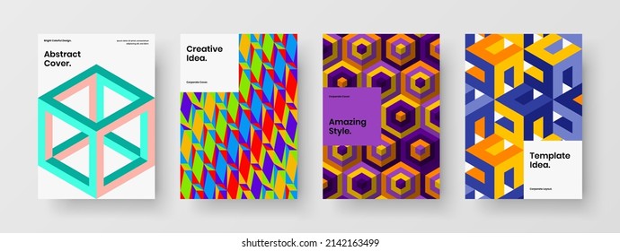 Amazing catalog cover vector design concept composition. Abstract mosaic tiles postcard illustration collection.