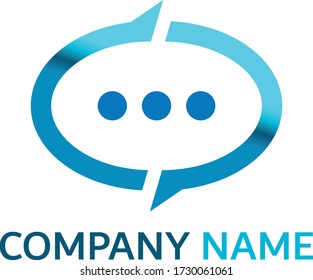 Amazing chat logo icon with elegant blue gradient color 