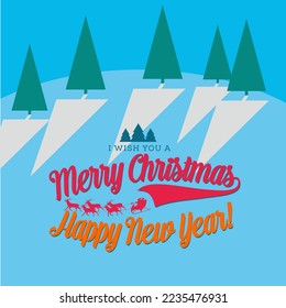 Amazing Christmas and New Year design with  tree spruce stylized . Amazing winter holiday card. Vector illustration