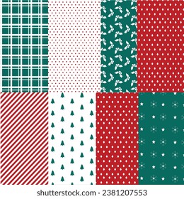 Amazing Christmas Pattern Set. Seamless pattern background wallpaper different  colors.