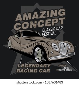 amazing classic car festival, vector car illustration.