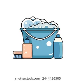 Amazing cleaning service vector art illustration.