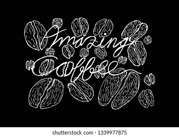 amazing coffee bean in silhouette - vector