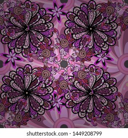 Amazing collage paradise style for floral design. Bright floral collage blossom flowers pink, neutral and black. Blossom lilies seamless background.