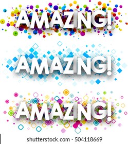 Amazing color banners set. Vector paper illustration.
