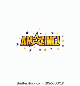 amazing colored word with comic style text suitable for magazine, brochure or typography logo design. The stars around the text