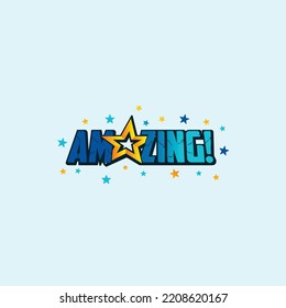amazing colored word with comic style text suitable for magazine, brochure or typography logo design. The stars around the text