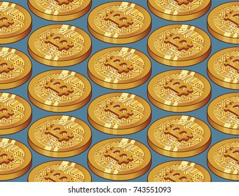 amazing Colorful Bitcoin seamless repeatable vector background