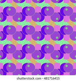 Amazing colorful fractal flower on four symmetric circle seamless pattern for background.