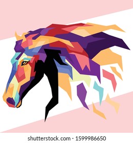 Amazing Colorful Horse head.vector illustration Wpap Style