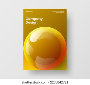 Amazing company identity A4 vector design concept. Simple 3D balls placard template.