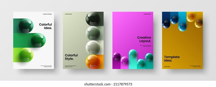 Increíble composición de diseño vectorial de diseño de identidad de empresa. Resumen de esferas 3D conjunto de plantillas de banner.