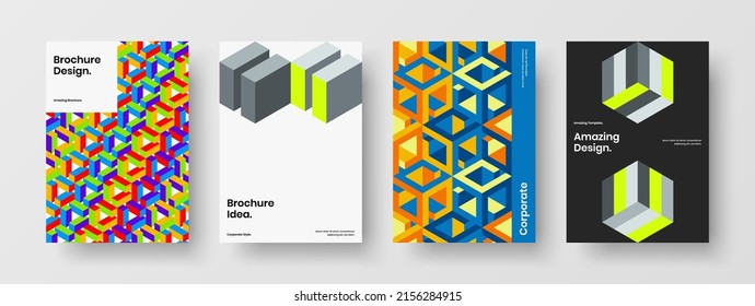 Amazing company identity vector design concept set. Creative geometric hexagons flyer layout collection.